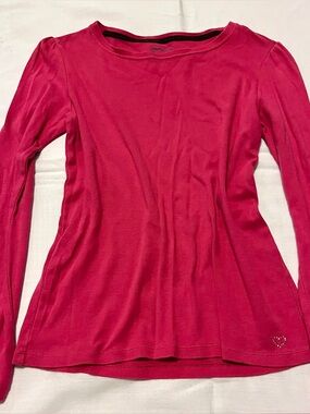 Gap Kids Hot Pink Long Sleeve Top Heart Detail - Girls Size XXL (14-16)